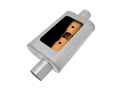 Gibson MWA Superflow Offset/Center Oval Muffler - 4x9x14in/2.5in Inlet/2.5in Outlet - BM0101