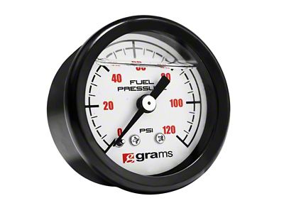 Grams Performance Universal 0-120 PSI Fuel Pressure Guage - White - 0-1200W