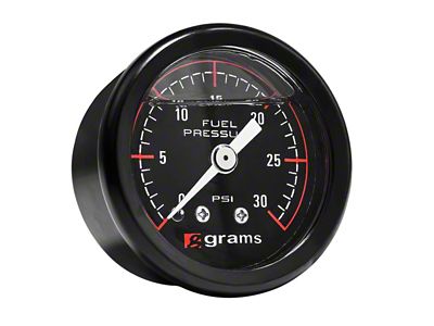 Grams Performance 30 PSI Fuel Pressure Gauge; Black (Universal; Some Adaptation May Be Required)
