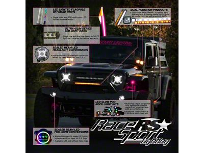 Race Sport Lighting Graphical Slat Wall Hanging Graphic Only Display for Jeep; 23-Inch x 23-Inch