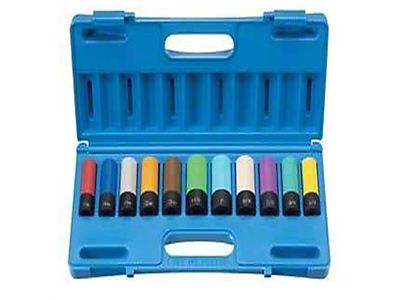 Grey Pneumatic 1/2-Inch Drive Deep Length Protector Metric/SAE Impact Socket Set; 6-Point; 11-Piece