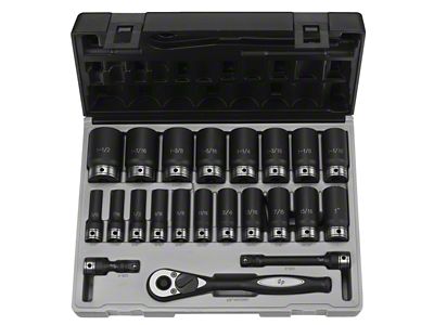 Grey Pneumatic 1/2-Inch Drive Deep Length SAE Duo-Socket Set; 6-Point; 22-Piece