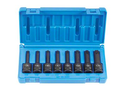 Grey Pneumatic 1/2-Inch Drive Internal Star Standard Length Impact Driver Socket Set; 8-Piece