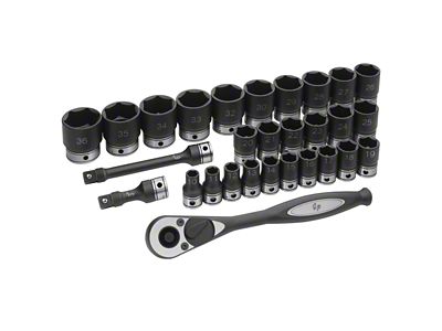 Grey Pneumatic 1/2-Inch Drive Standard Length Metric Duo-Socket Set; 6-Point; 29-Piece