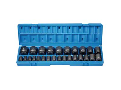Grey Pneumatic 1/2-Inch Drive Standard Length Metric Impact Socket Set; 12-Point; 26-Piece