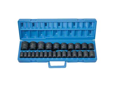 Grey Pneumatic 1/2-Inch Drive Standard Length Metric Impact Socket Set; 6-Point; 26-Piece