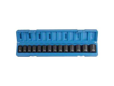 Grey Pneumatic 1/2-Inch Drive Standard Length Metric Impact Socket Set; 6-Point; 14-Piece
