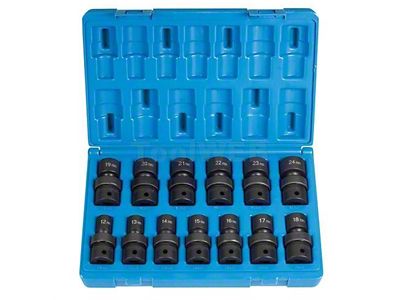 Grey Pneumatic 1/2-Inch Drive Standard Length Metric Universal Impact Socket Set; 12-Point; 13-Piece