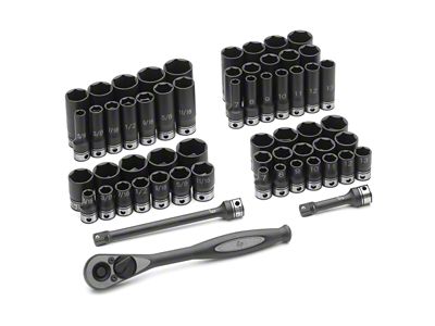 Grey Pnuematic 3/8-Inch Drive Standard and Deep Length Metric/SAE Duo-Socket Set; 6-Point; 59-Piece