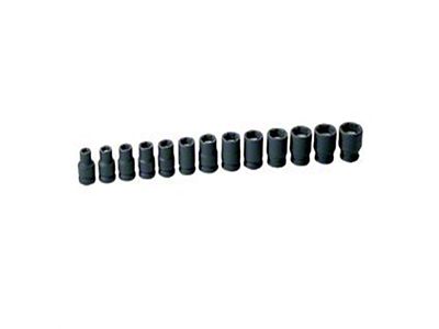 Grey Pnuematic 3/8-Inch Drive Standard Length Metric Magnetic Impact Socket Set; 6-Point; 13-Piece