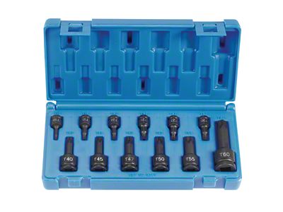 Grey Pneumatic Standard Length Drive Star Impact Socket Set; 12-Piece