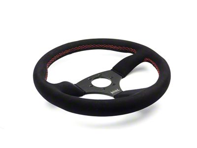 Grip Royal Ace Steering Wheel; Suede with Red (Universal; Some Adaptation May Be Required)