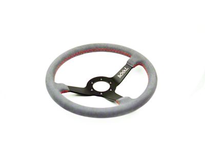 Grip Royal Brute Steering Wheel; Grey Suede with Red (Universal; Some Adaptation May Be Required)