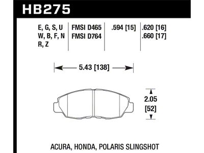 Hawk Performance 96-15 Honda Civic Coupe/Sedan DTC-70 Race Front Brake Pads - HB275U.620