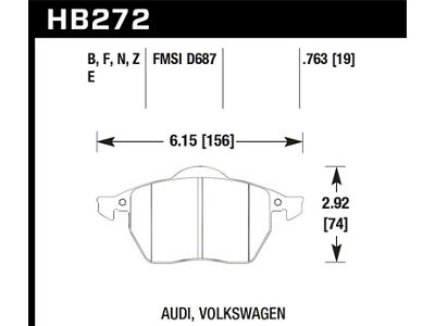 Hawk Performance 00-02 Audi TT Base/Quattro 1.8L DTC-60 Race Front Brake - HB272G.763