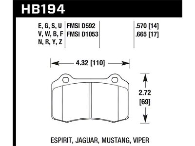 Hawk Performance 00-02 Dodge Viper 8.0L ACR OE Incl.Clips Pins Front - HB194D.665
