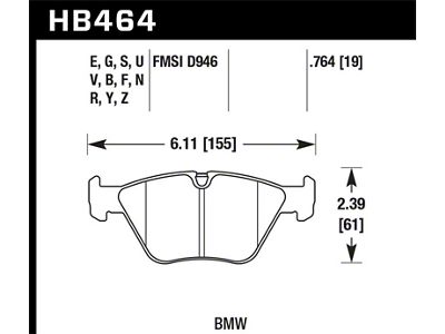 Hawk Performance 01-05 BMW 330Ci 3.0L Base Front ER-1 Brake Pads - HB464D.764