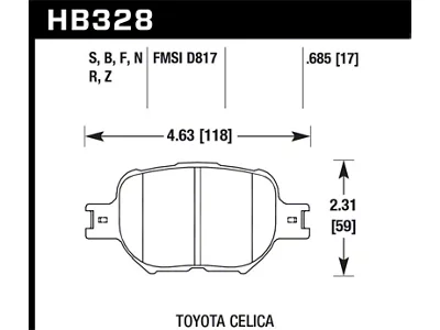 Hawk Performance 01-05 Celica GT/GT-S/05-08 tC HP+ Street Front Brake Pads - HB328N.685
