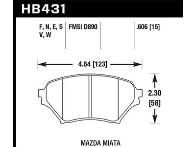 Hawk Performance 01-05 Miata w/ Sport Suspension HPS Street Front Brake - HB431F.606