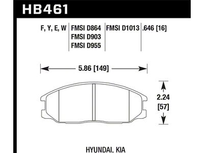 Hawk Performance 02-03 Hyundai Santa Fe 2.4L Base OE Incl.Clips Shims - HB461D.646