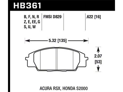 Hawk Performance 02-05 Acura RSX 2.0L Type-S OE Incl.Shims Front ER-1 - HB361D.622