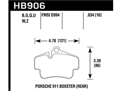 Hawk Performance 02-10 Porsche 911 HPS 5.0 Rear Brake Pads - HB906B.634
