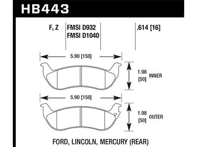 Hawk Performance 03-04 Mercury Marauder DTC-30 Rear Race Pads - HB443W.614