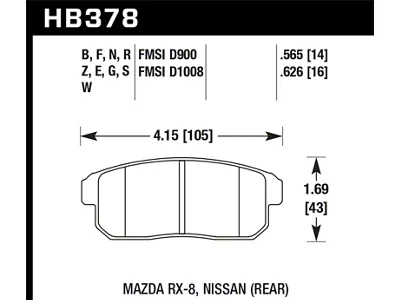 Hawk Performance 03-07 RX8 HP+ Street Rear Brake Pads D1008 - HB378N.565