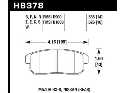 Hawk Performance 03-07 RX8 HPS Street Rear Brake Pads D1008 - HB378F.565