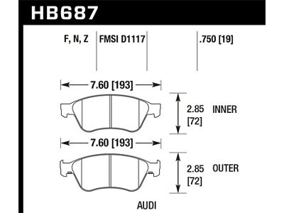 Hawk Performance 04-10 Audi A8 Quattro / 07-11 S6 / 07-10 - HB687F.750