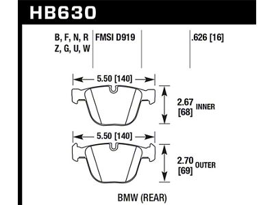 Hawk Performance 04-10 535i/545i/550i / 04-10 645Ci/650i /02-09 745i/745Li/750 DTC-70 - HB630U.626