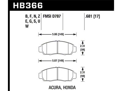 Hawk Performance 04+ Accord TSX / 99-08 TL / 01-03 CL - HB366F.681