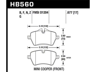 Hawk Performance 05-06 JCW R53 Cooper S & 07+ R56 Cooper - HB560F.677