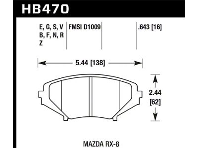 Hawk Performance 05-11 Mazda RX-8 1.3L 40th Anniversary Edition Front ER-1 - HB470D.643
