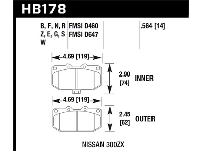 Hawk Performance 06-07 WRX / 89-96 Nissan 300ZX / 89-93 Skyline - HB178Z.564