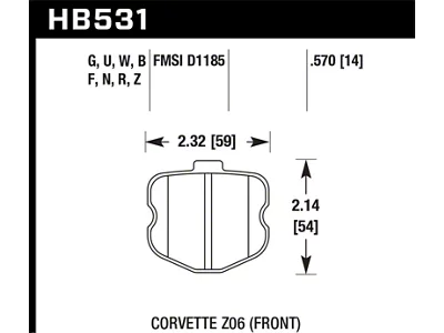 Hawk Performance 06-10 Chevy Corvette OEM Pad Design Front HPS Sreet - HB531F.570