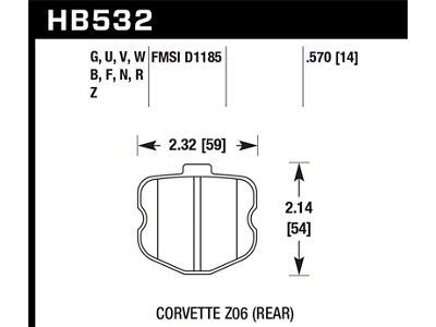 Hawk Performance 06-10 Chevy Corvette OEM Pad Design Rear Performance Ceramic - HB532Z.570
