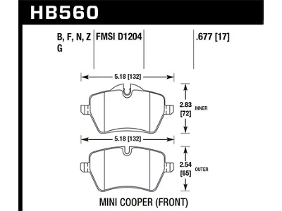 Hawk Performance 06-15 Mini Cooper DTC-60 Race Front Brake Pads - HB560G.677