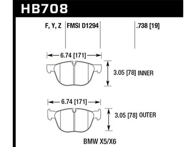 Hawk Performance 07-08 BMW X5 3.0si/4.8i / 09-13 X5 Xdrive / - HB708Z.738