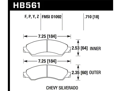 Hawk Performance 07-08 Escalade 6.2 / 07-08 Avalanche Super Duty Front - HB561P.710