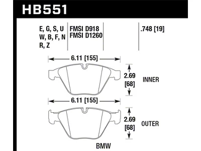 Hawk Performance 07-09 BMW 335d/335i/335xi / 08-09 328i/M3 HPS Street Front - HB551F.748