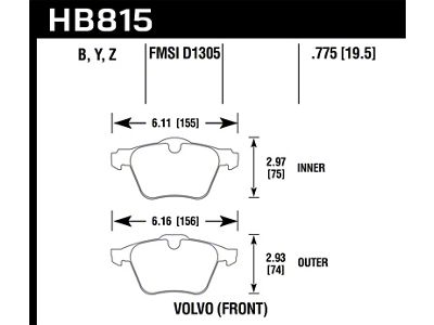Hawk Performance 07-16 Volvo S80 HPS 5.0 Front Brake Pads - HB815B.775