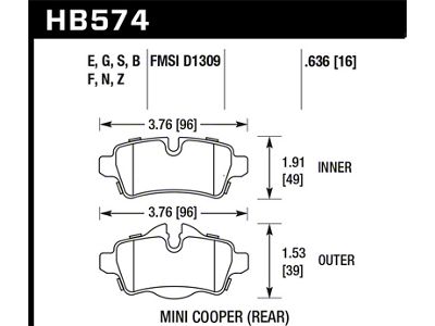 Hawk Performance 07+ Mini Cooper HPS Street Rear Brake Pads - HB574F.636