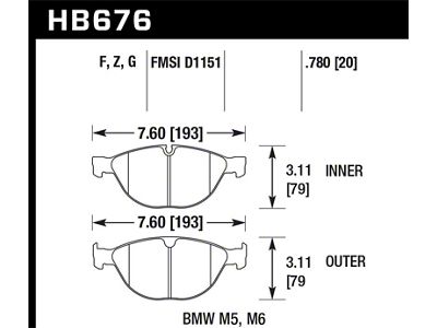 Hawk Performance 08-10 BMW M6 Base 5.0L HPS 5.0 Front Brake - HB676B.780