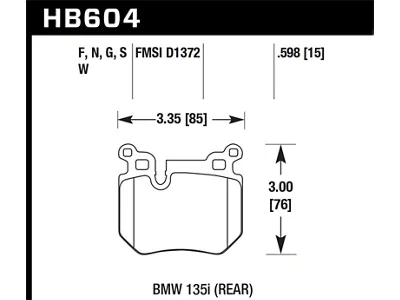 Hawk Performance 08-13 BMW 135i HPS 5.0 Rear Brake Pads - HB604B.598