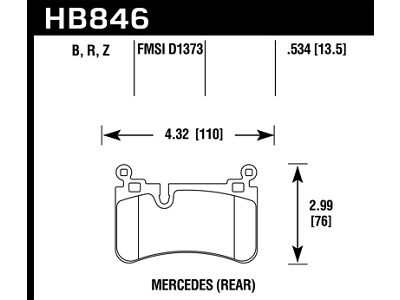 Hawk Performance 08-13 Mercedes C-Class Performance Ceramic Street Rear Brake Pads - HB846Z.534