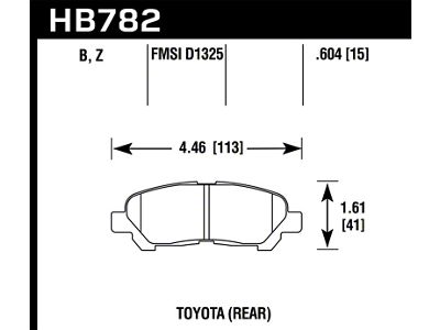Hawk Performance 08-13 Toyota Highlander Performance Ceramic Street Rear Brake Pads - HB782Z.604