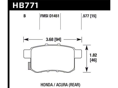 Hawk Performance 08-16 Honda Accord High Performance Street 5.0 Rear Brake - HB771B.597