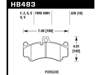 Hawk Performance 08 Porsche 911 Targa 4/4S/03-05 911 GT2/04-08 GT3/07-08 Turbo - HB483Z.635