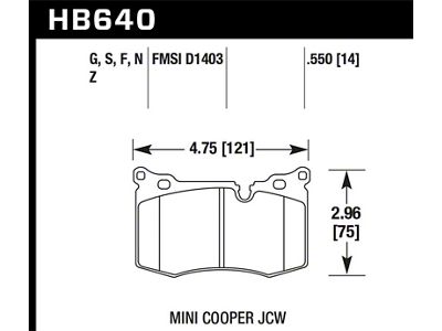 Hawk Performance 09-15 Mini Cooper HT-10 Race Front Brake Pads - HB640S.550